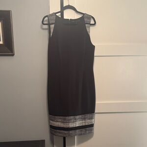 White House Black Market Elegant Black and Cream Midi Dress